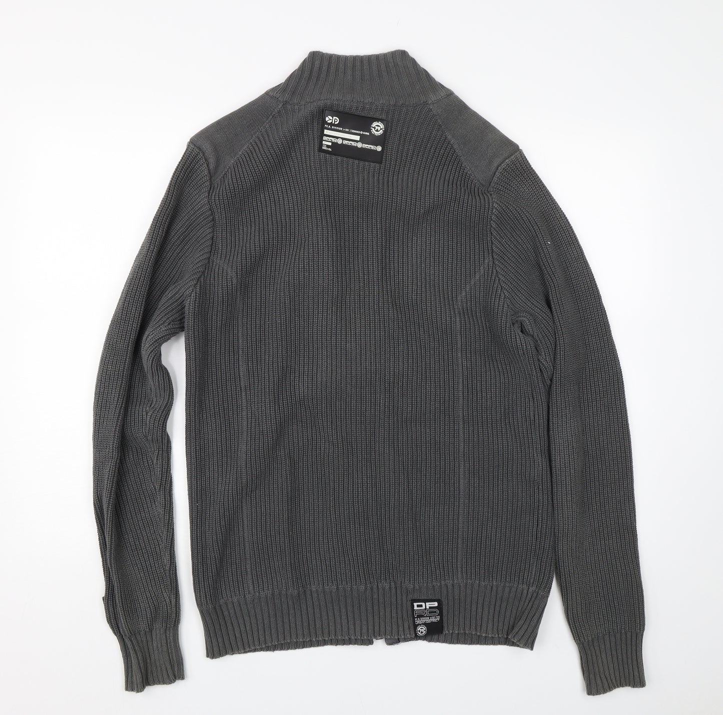 DPRD Mens Grey  Knit Full Zip Jumper Size L