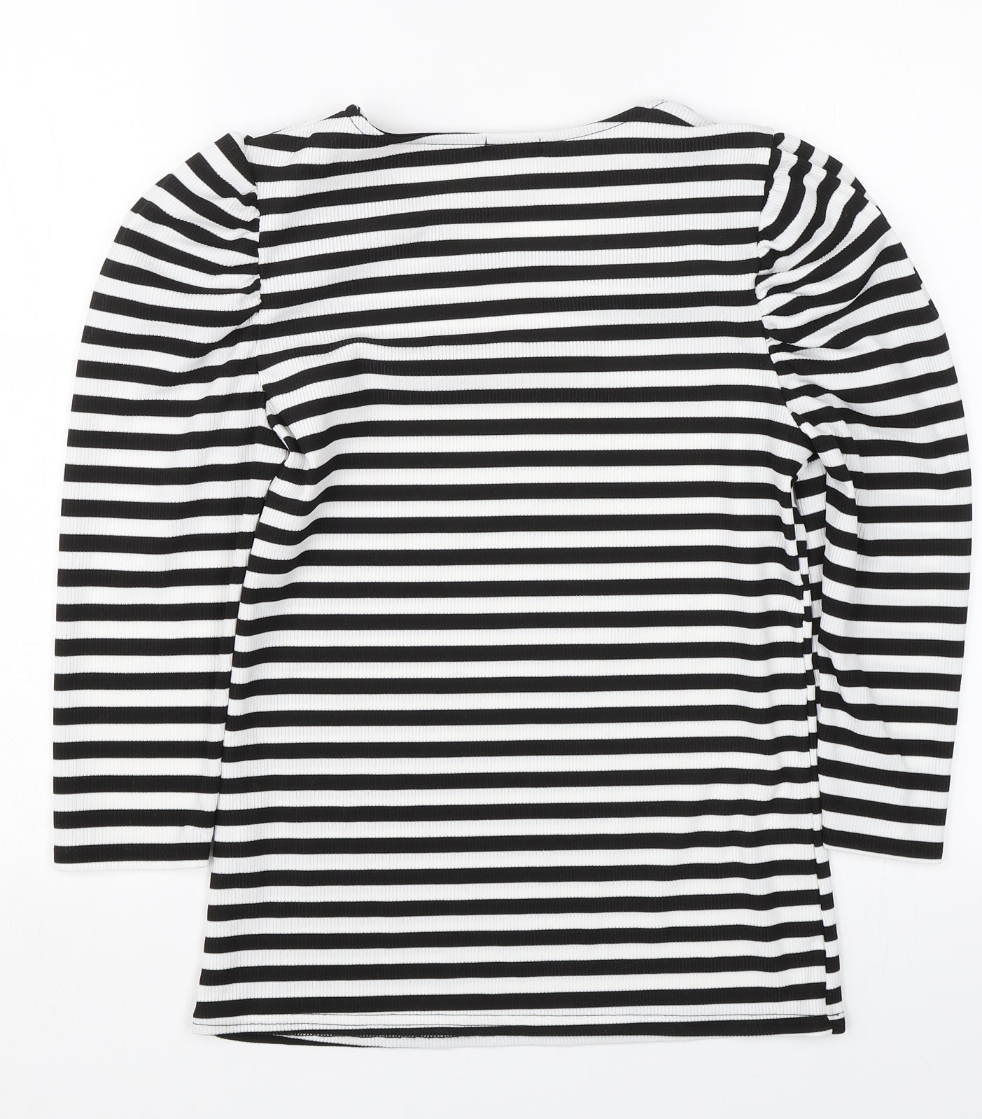 Boohoo Womens Black Striped  Basic T-Shirt Size 12