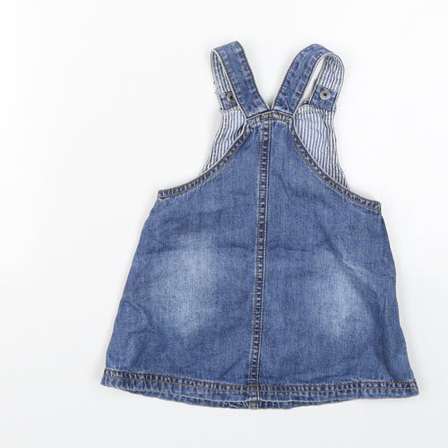 Mothercare Baby Blue  Denim Pinafore/Dungaree Dress  Size 9-12 Months  - Happy