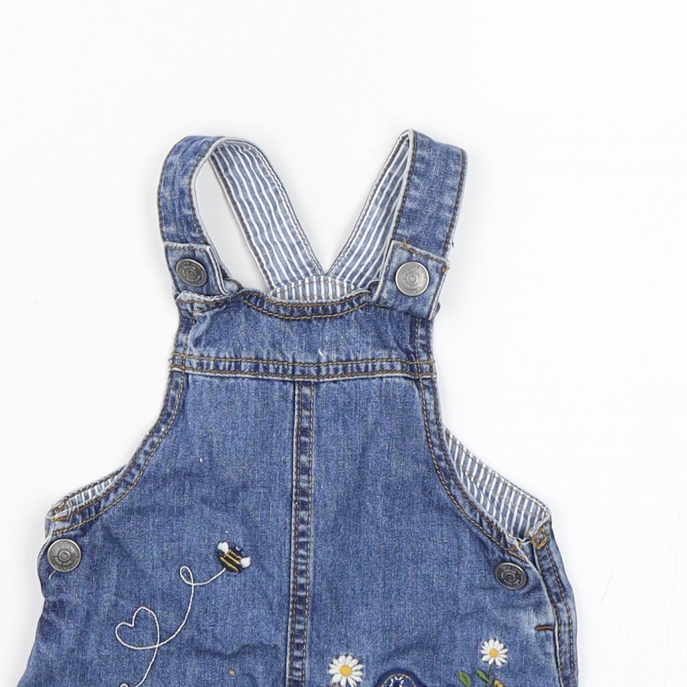 Mothercare Baby Blue  Denim Pinafore/Dungaree Dress  Size 9-12 Months  - Happy