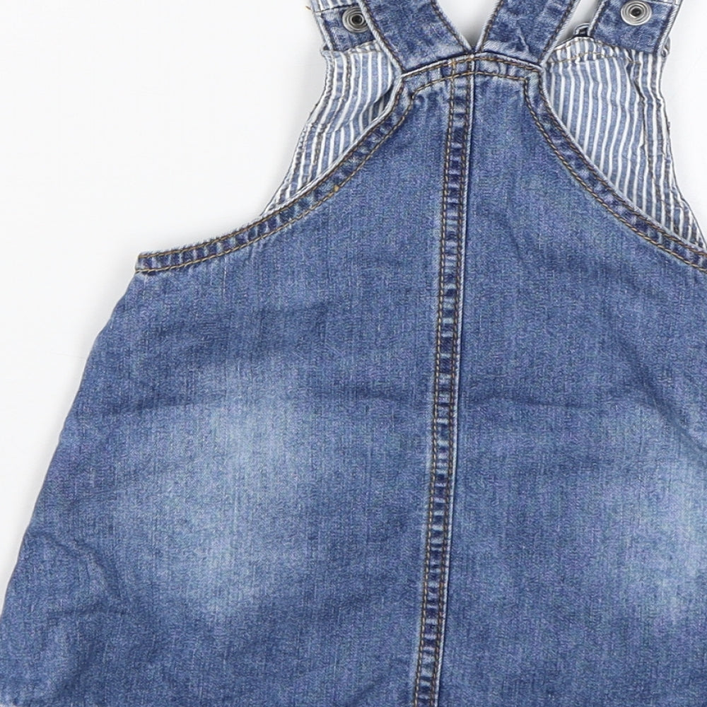 Mothercare Baby Blue  Denim Pinafore/Dungaree Dress  Size 9-12 Months  - Happy