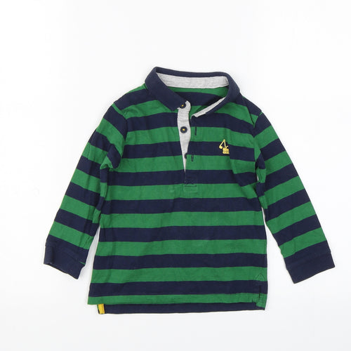 Matalan Boys Green Striped  Basic Polo Size 2-3 Years  - Digger