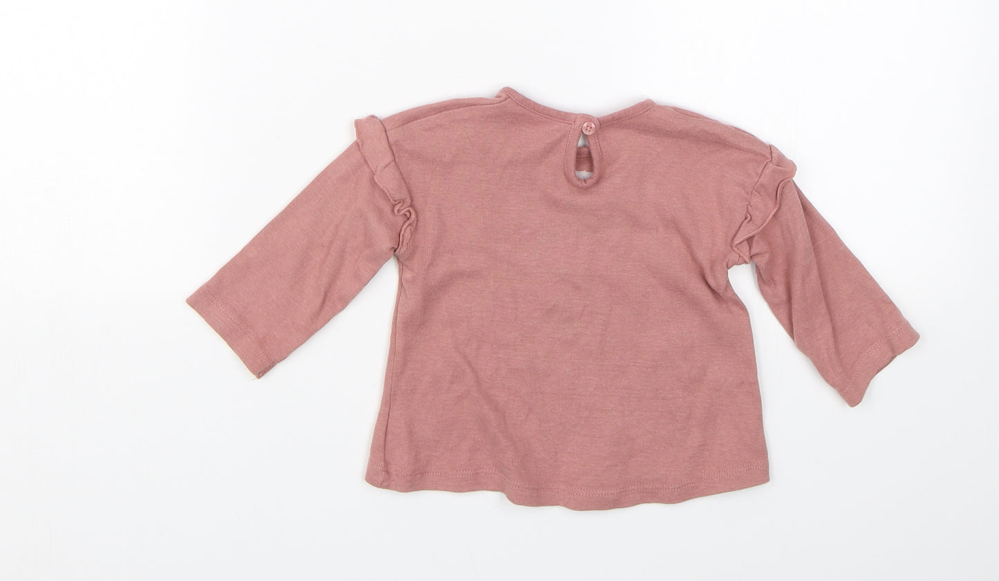 George Girls Pink   Basic T-Shirt Size 6-9 Months  - Flowers