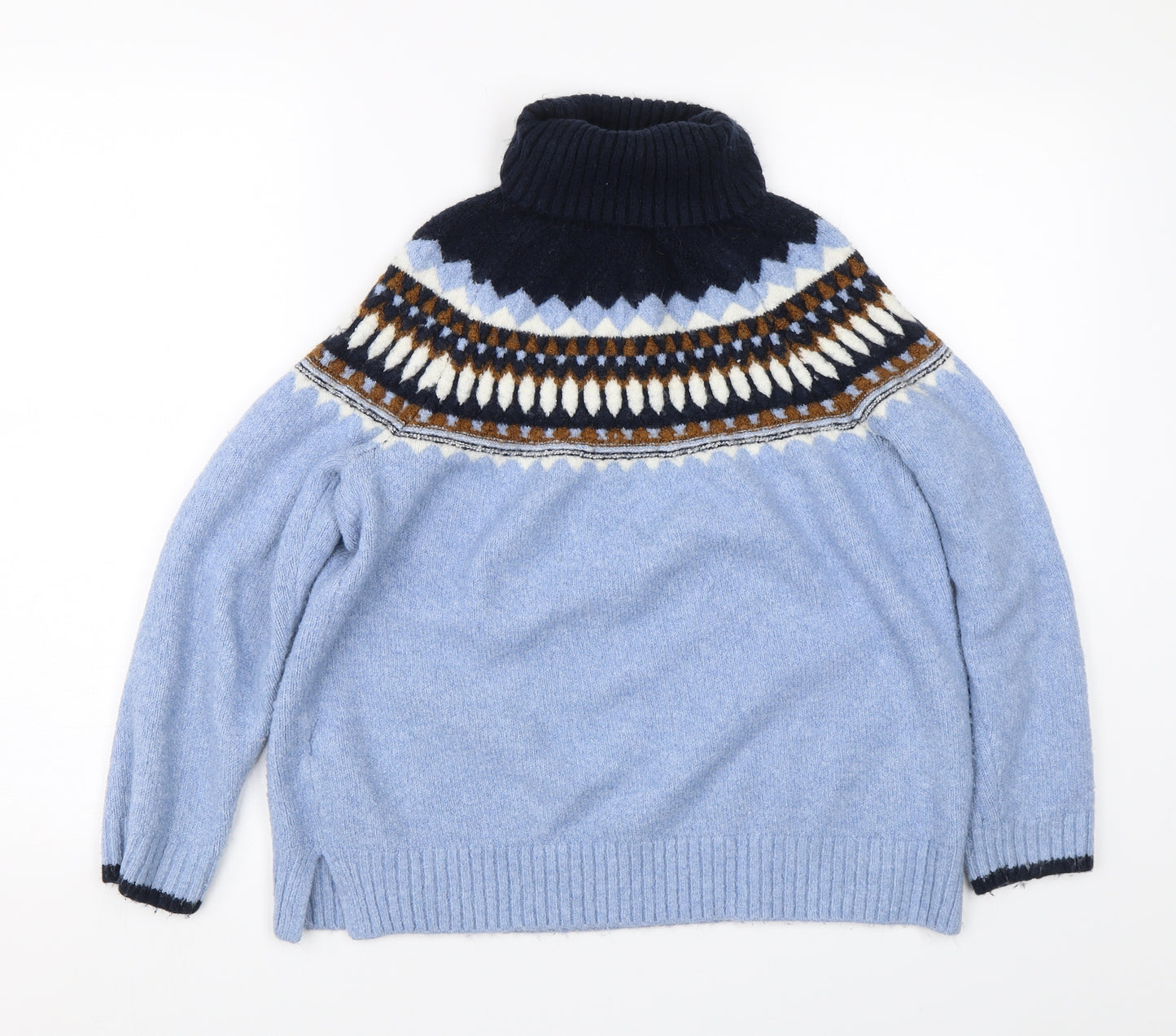 M&S Womens Blue Argyle/Diamond Knit Pullover Jumper Size L