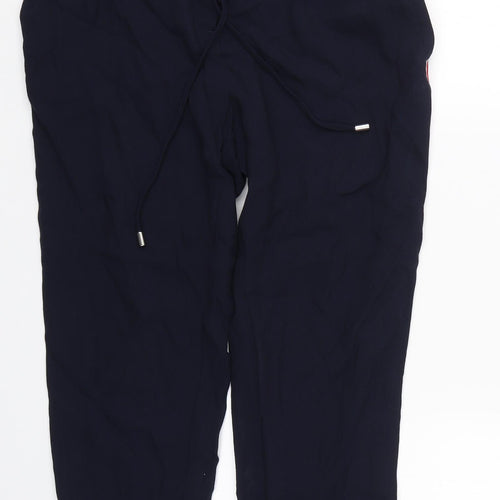 M&S Womens Blue Striped  Capri Trousers Size 10 L22.5 in