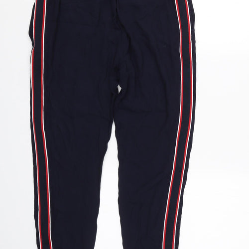 M&S Womens Blue Striped  Capri Trousers Size 10 L22.5 in