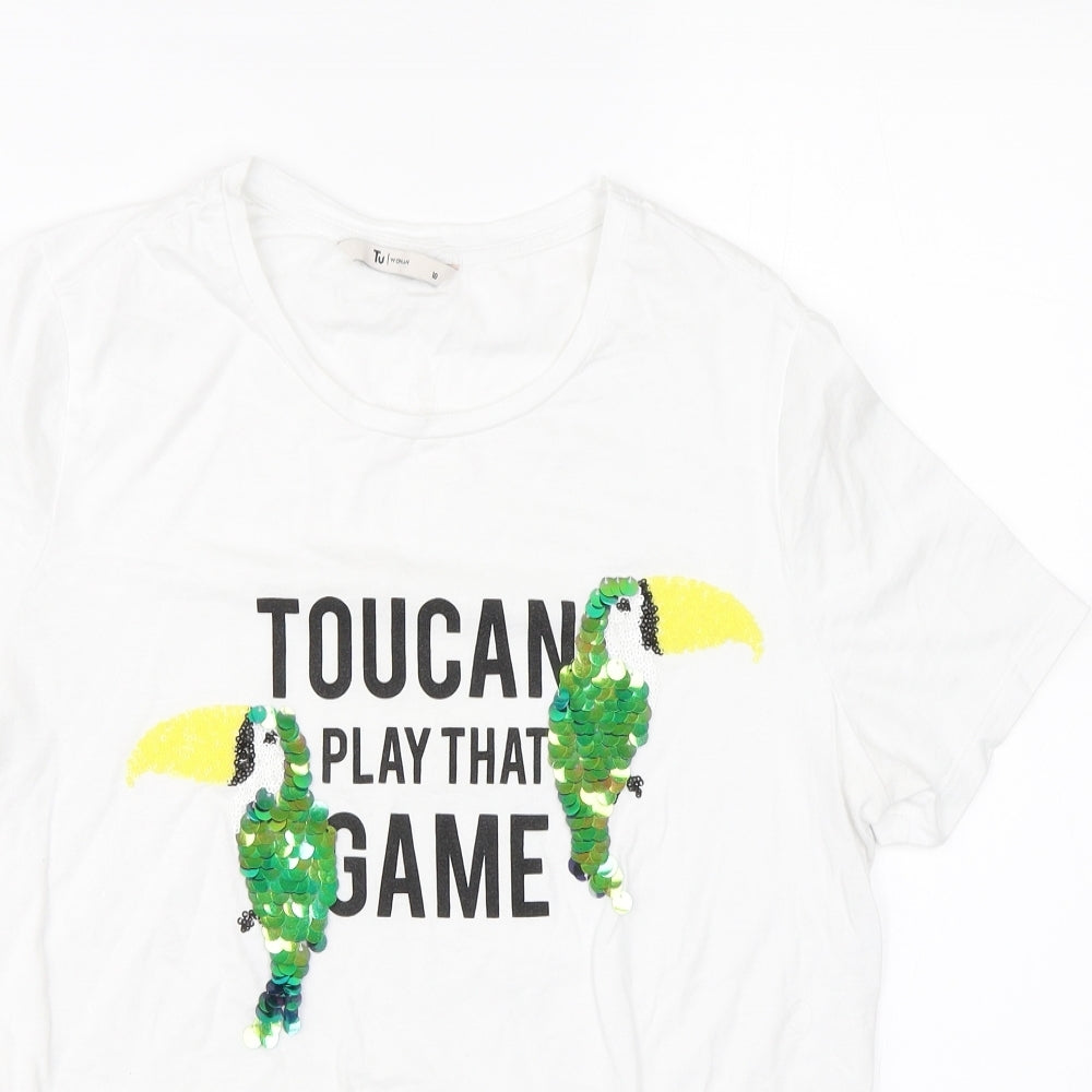 TU Womens White   Basic T-Shirt Size 10