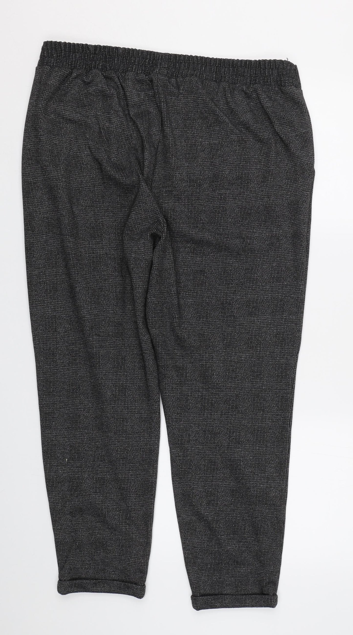 Papaya Womens Grey Check  Cropped Trousers Size 16 L23.5 in