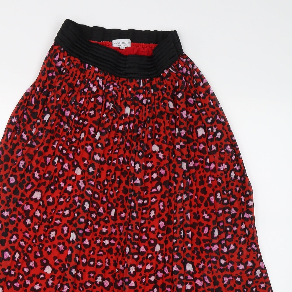 Modissima Womens Red Animal Print  Flare Skirt Size XL
