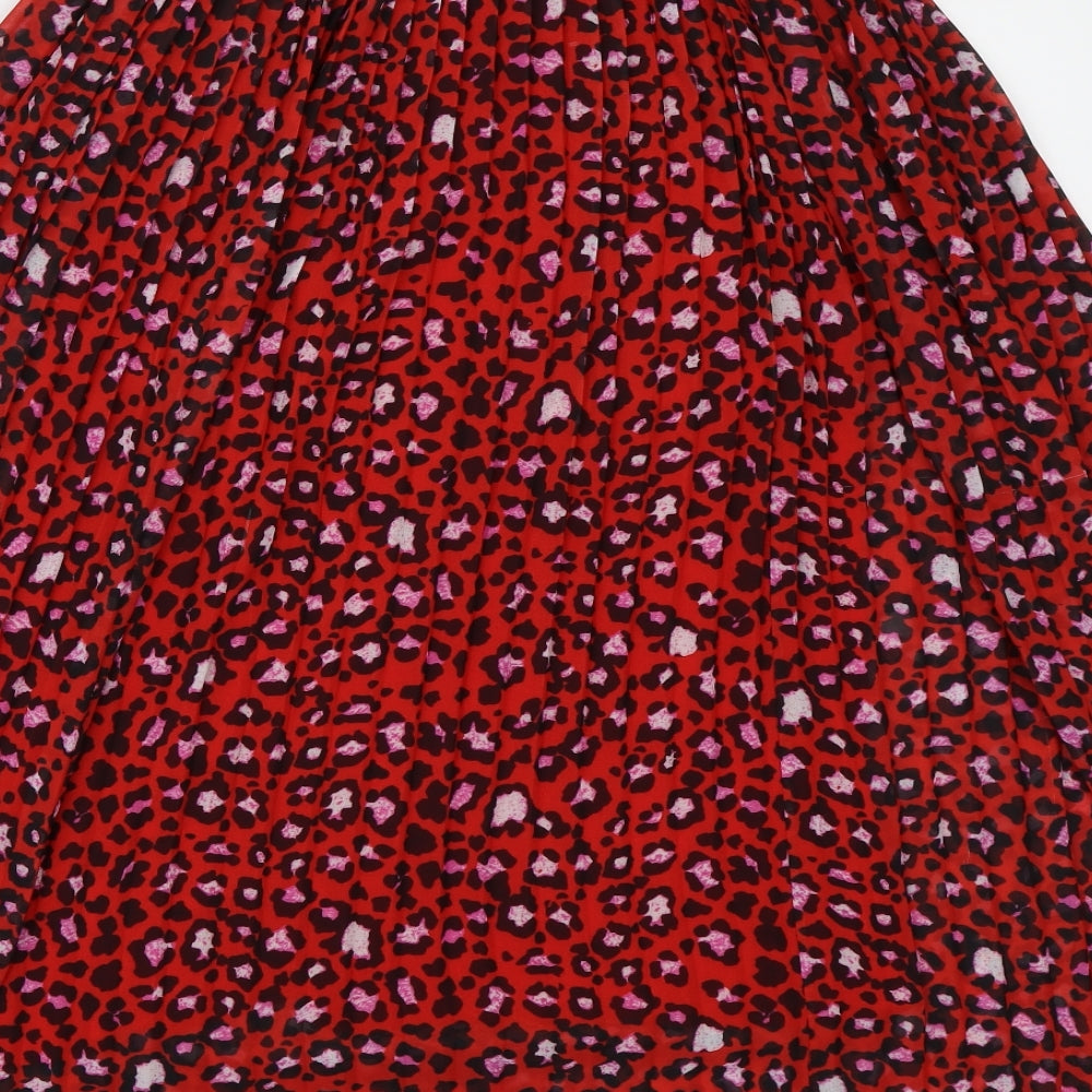 Modissima Womens Red Animal Print  Flare Skirt Size XL