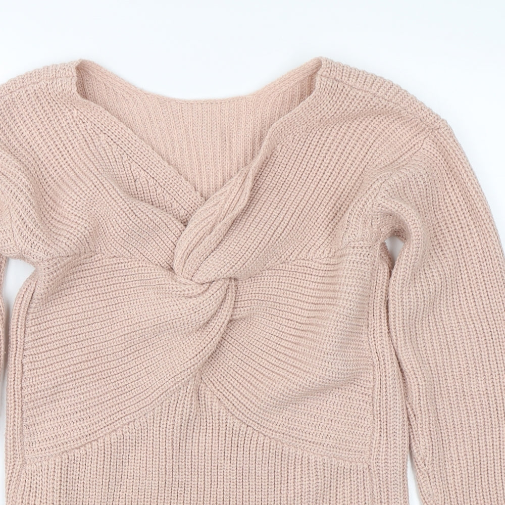 Simplee Womens Pink  Knit Pullover Jumper Size M