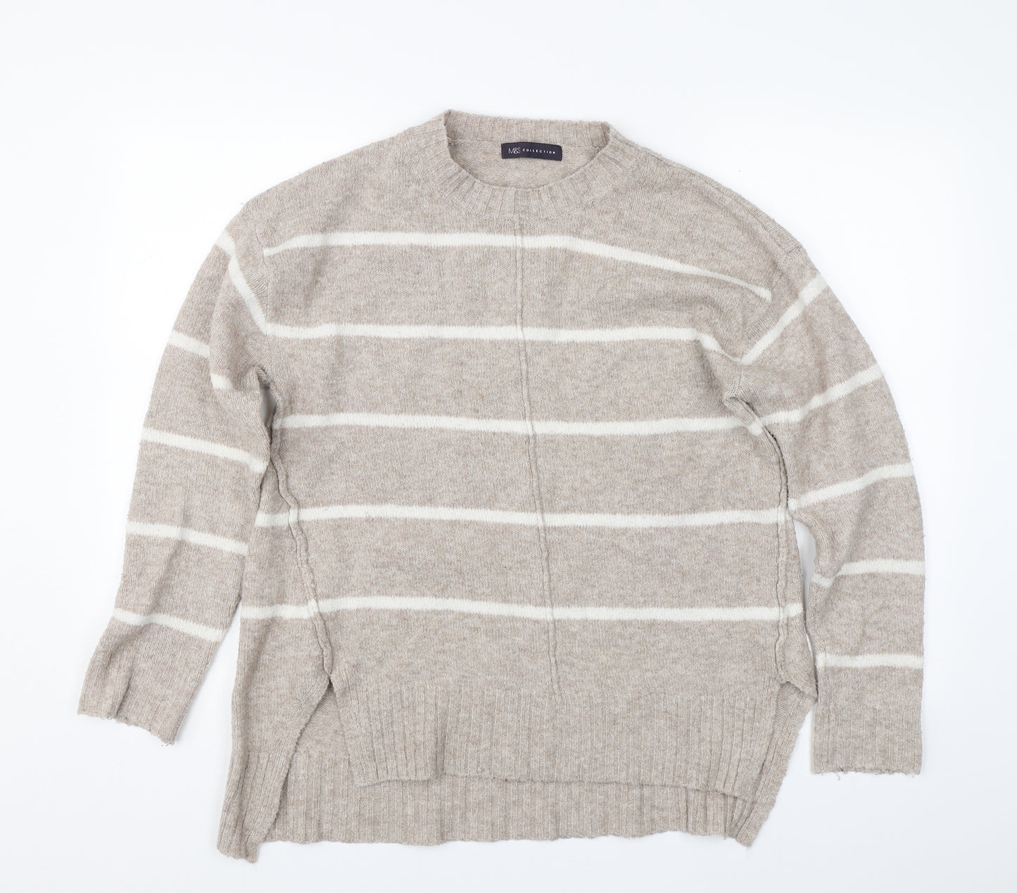 M&S Womens Brown Striped  Pullover Jumper Size M
