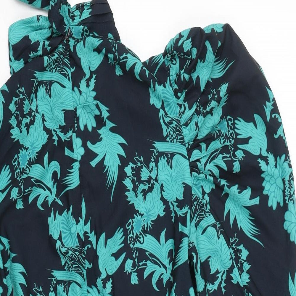 In the Style Womens Blue Floral  Wrap Blouse Size 14