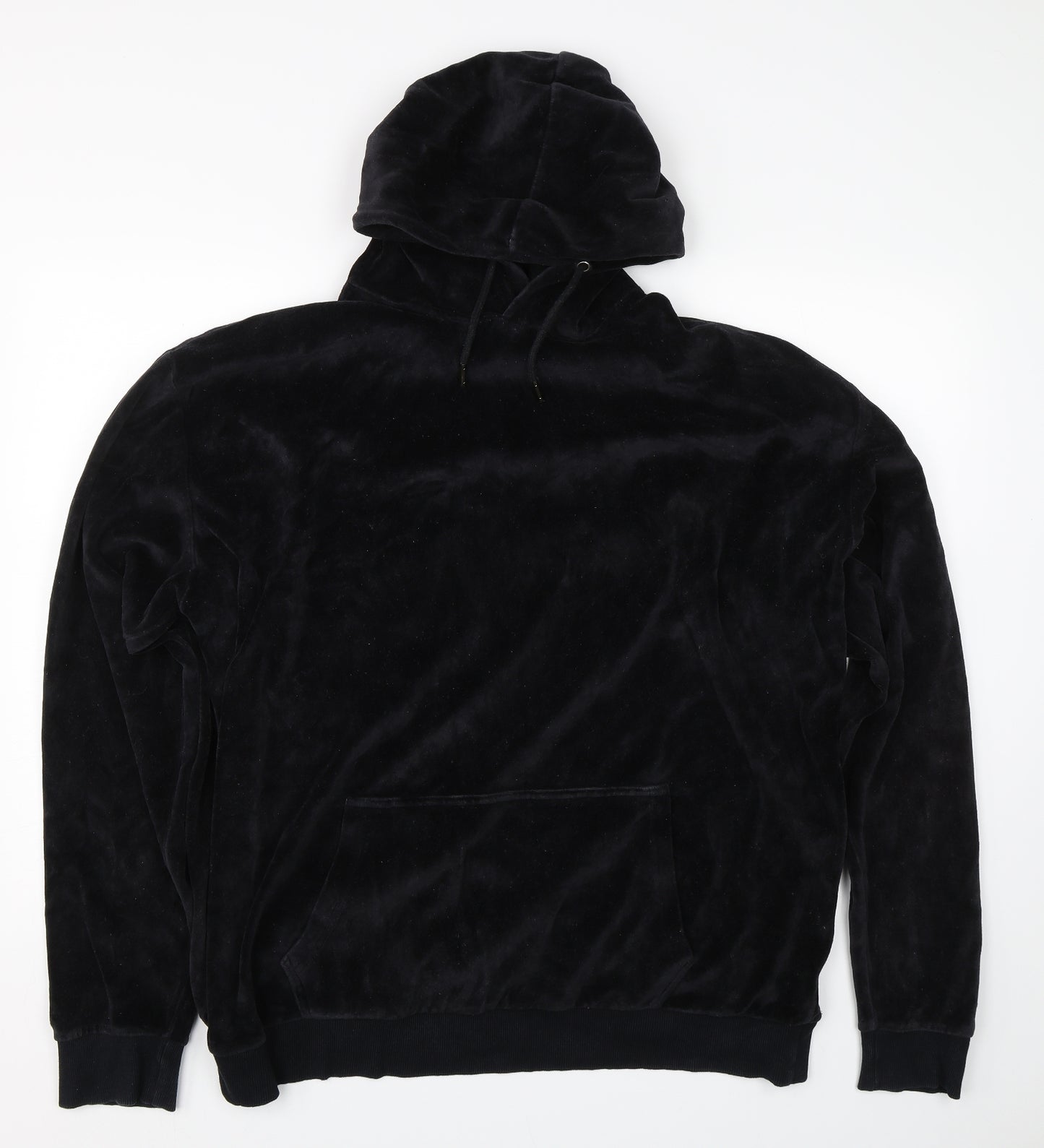 Label J Mens Black  Velvet Pullover Hoodie Size 2XL