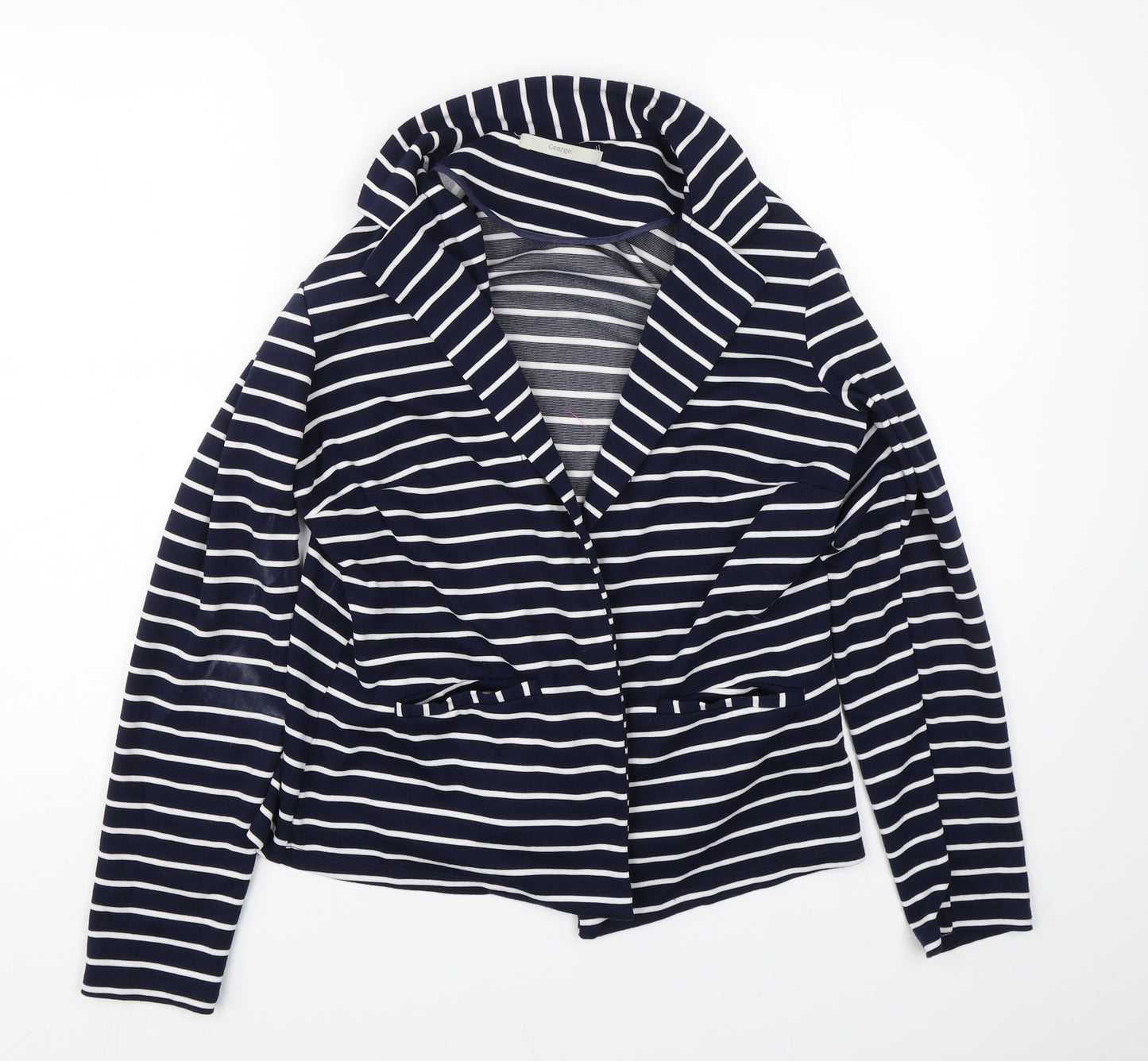 George Womens Blue Striped  Cardigan Jumper Size 14
