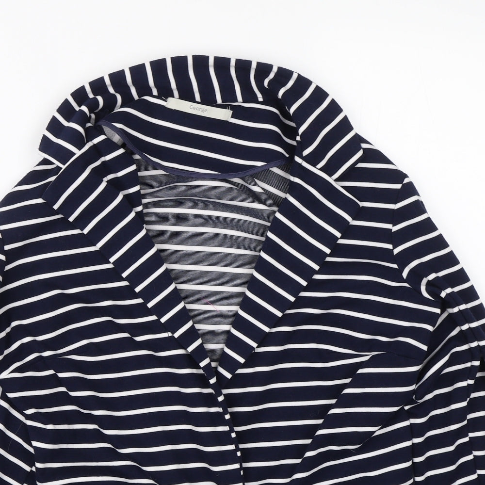 George Womens Blue Striped  Cardigan Jumper Size 14