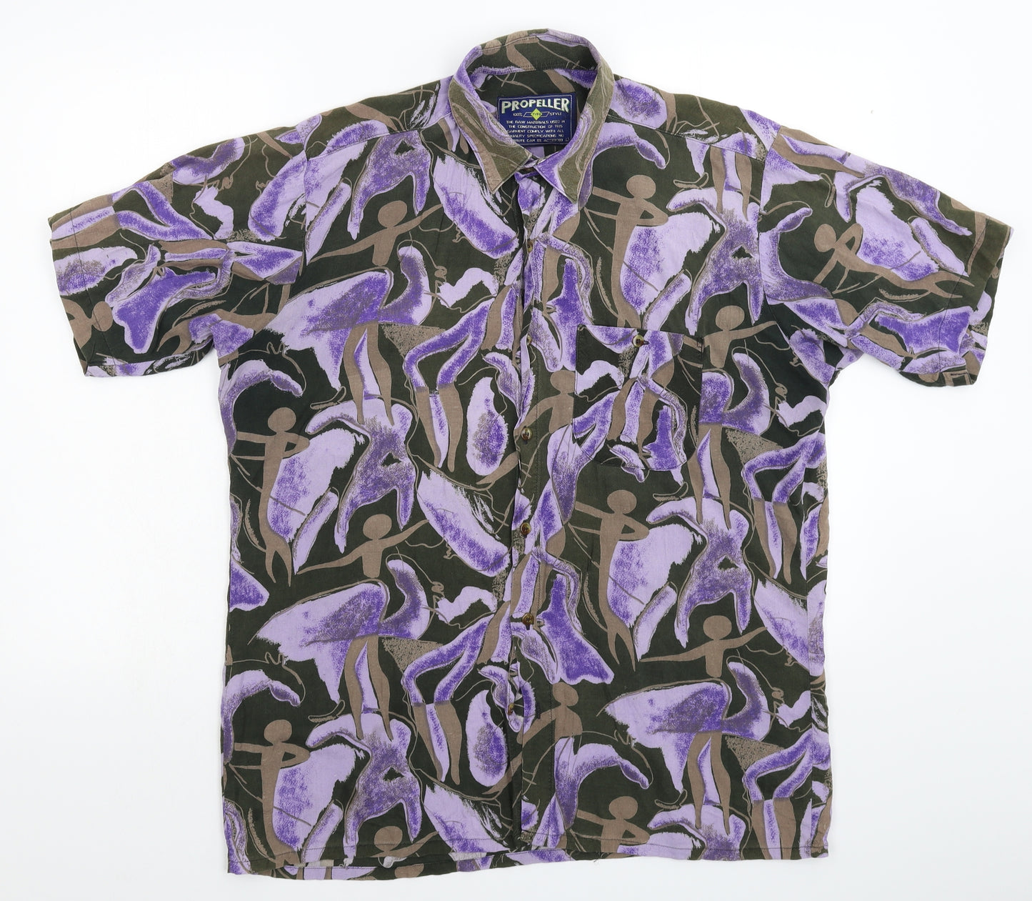 Propeller Mens Multicoloured Camouflage Rayon  Button-Up Size L