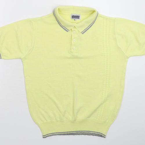 Lewis & Finch Mens Yellow  Knit  Polo Size S