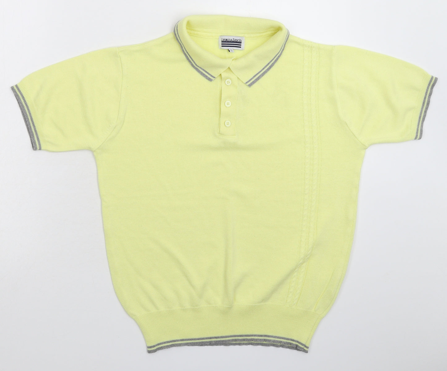 Lewis & Finch Mens Yellow  Knit  Polo Size S