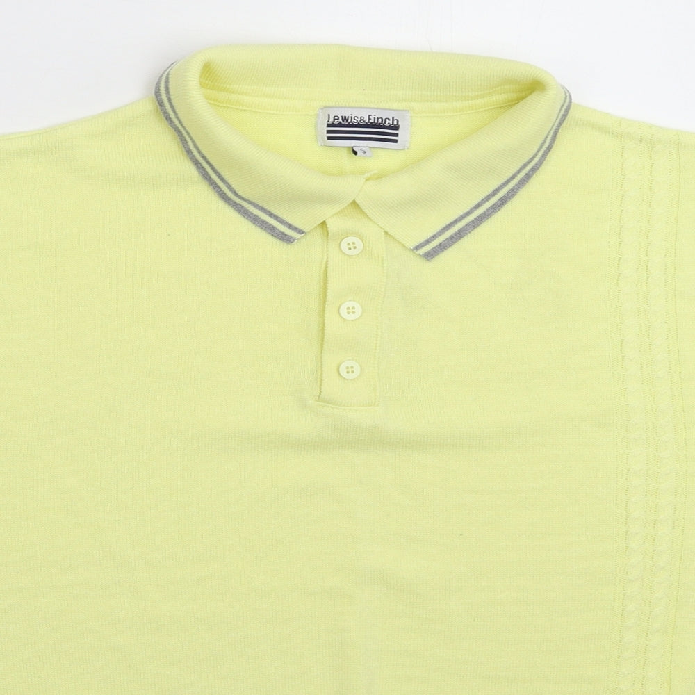 Lewis & Finch Mens Yellow  Knit  Polo Size S