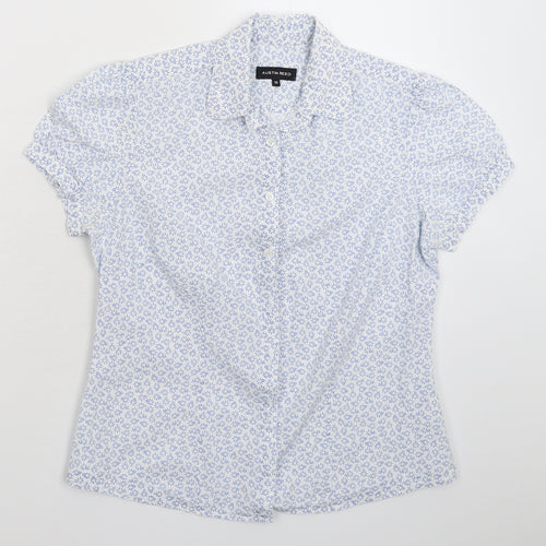 Austin Reed Womens White Floral  Basic Button-Up Size 10