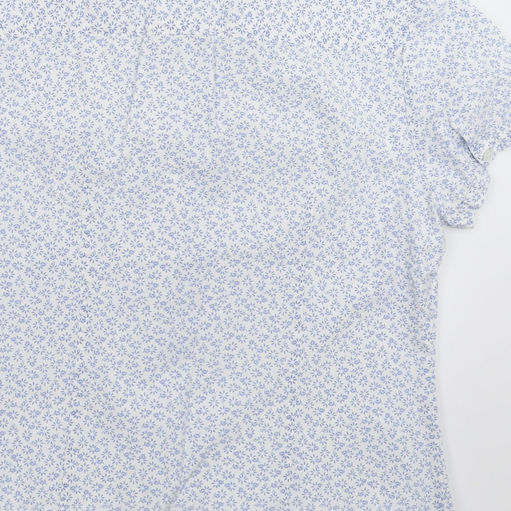 Austin Reed Womens White Floral  Basic Button-Up Size 10