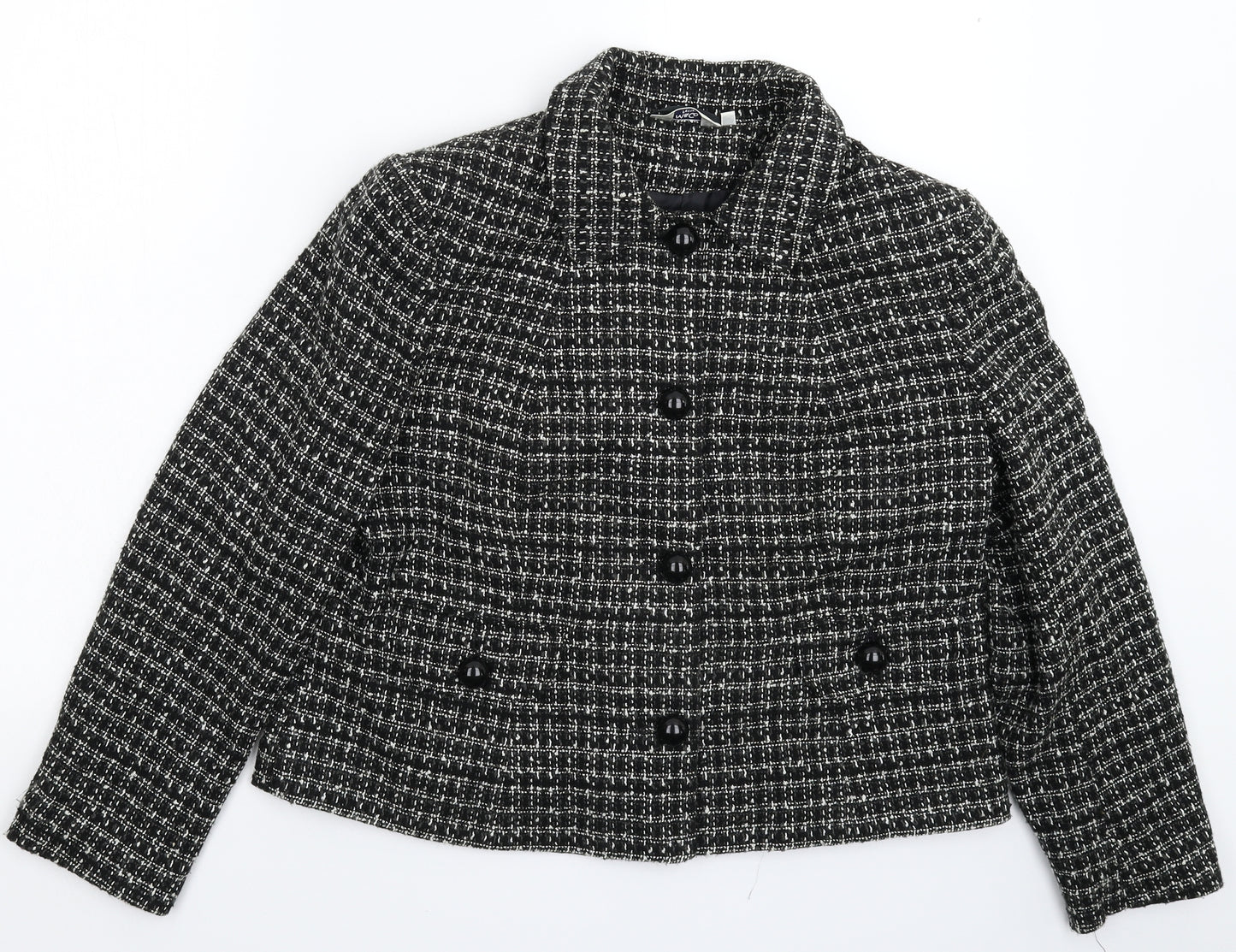 M&Co Womens Black Check  Jacket Blazer Size 14