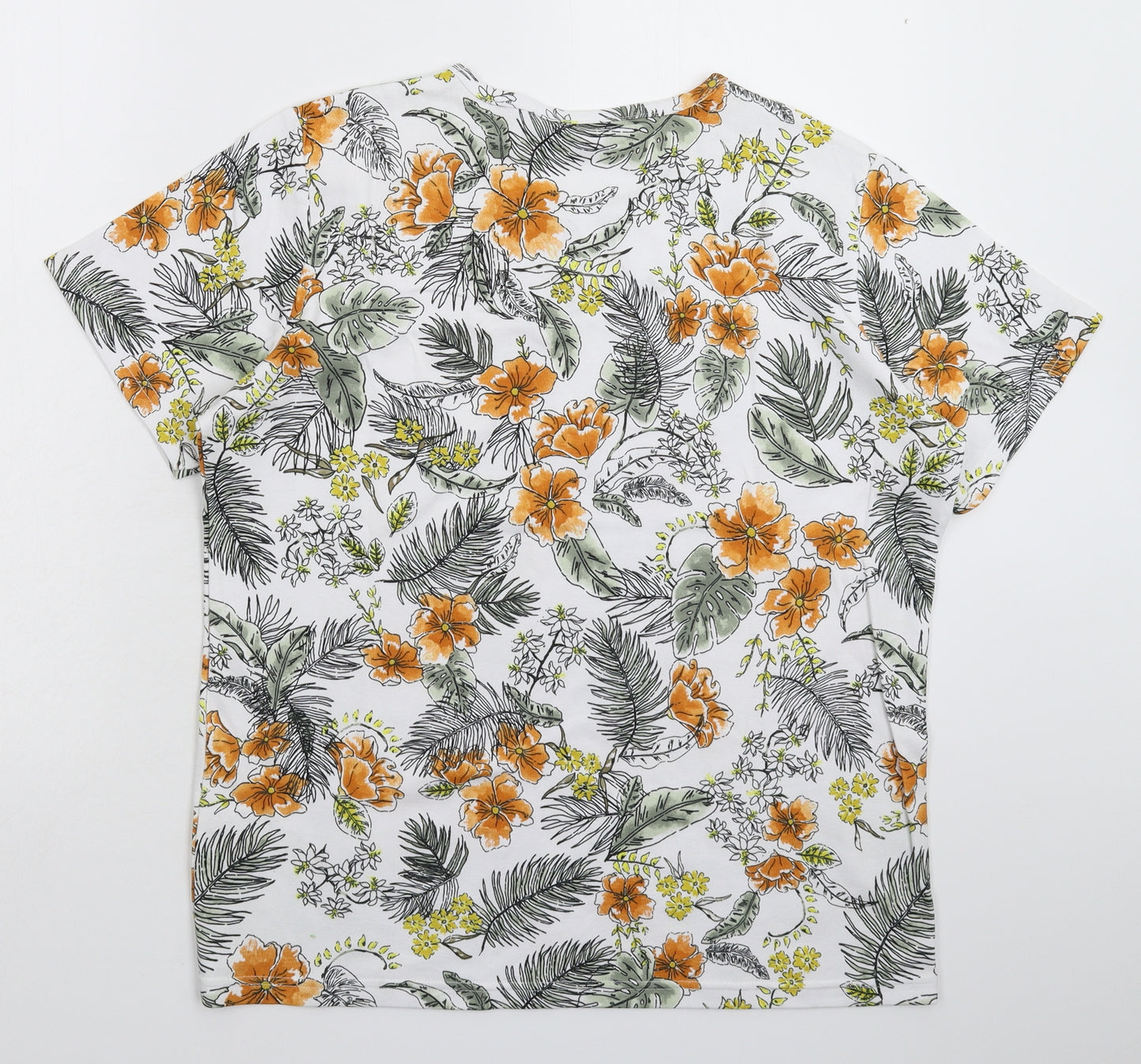 Isle Womens White Floral  Basic T-Shirt Size 20