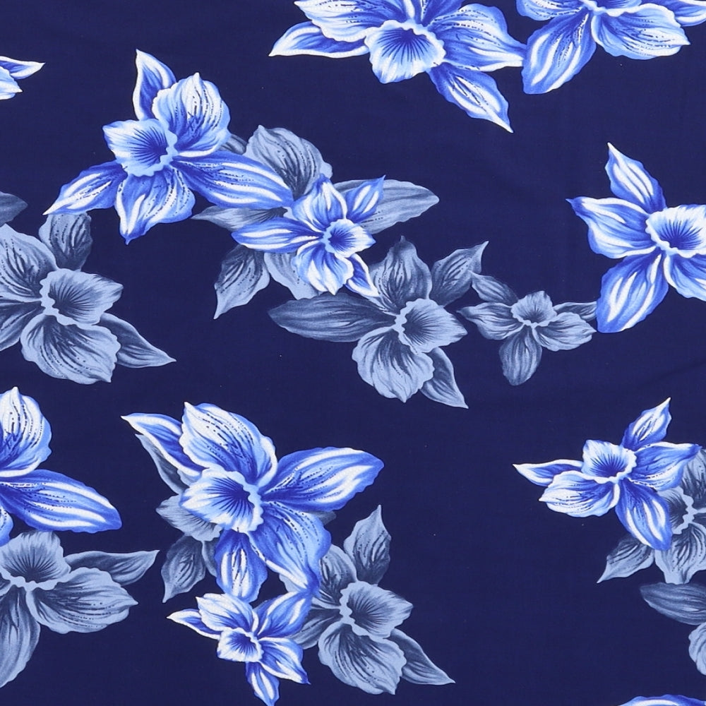 Anna Rose Womens Blue Floral  Basic T-Shirt Size L