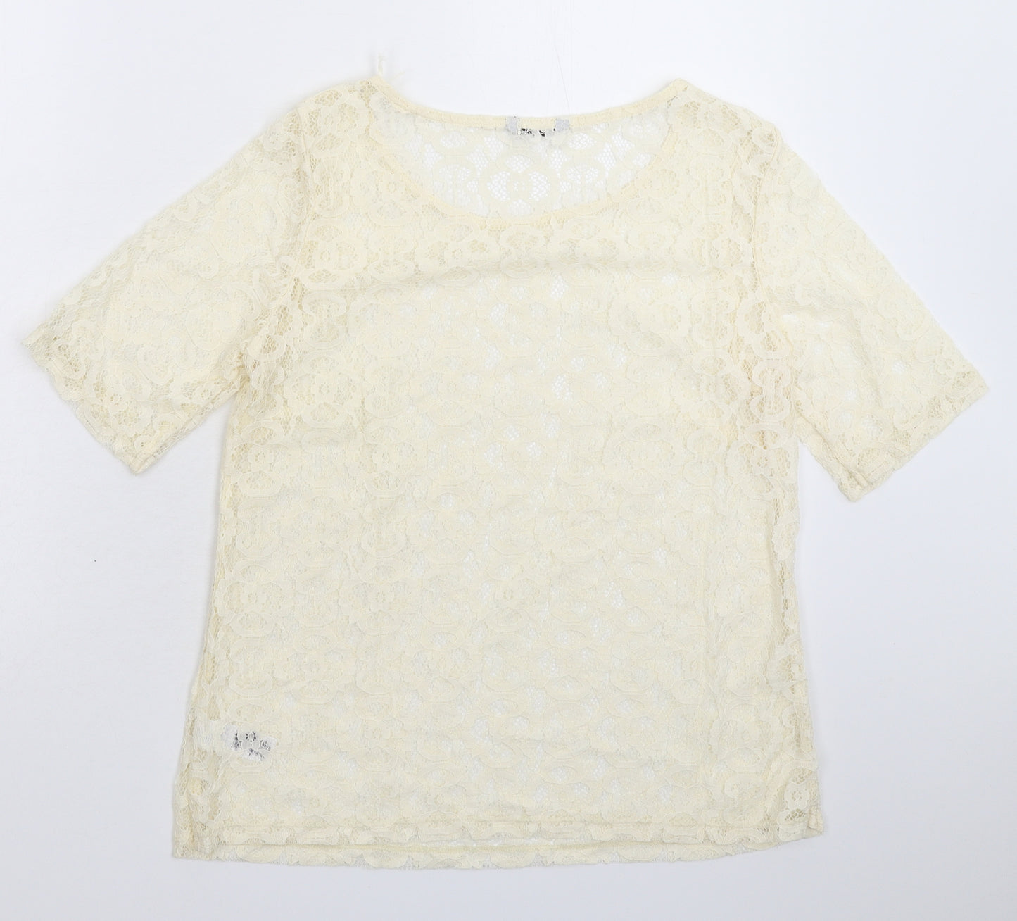 George Womens White  Lace Basic T-Shirt Size 14