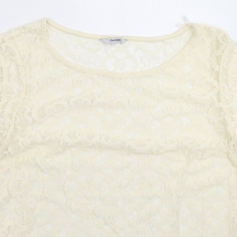 George Womens White  Lace Basic T-Shirt Size 14