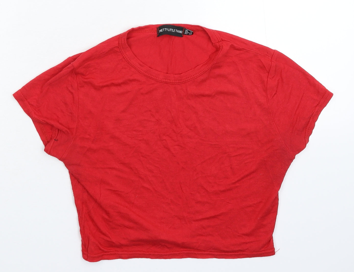 PRETTYLITTLETHING Womens Red   Basic T-Shirt Size 8