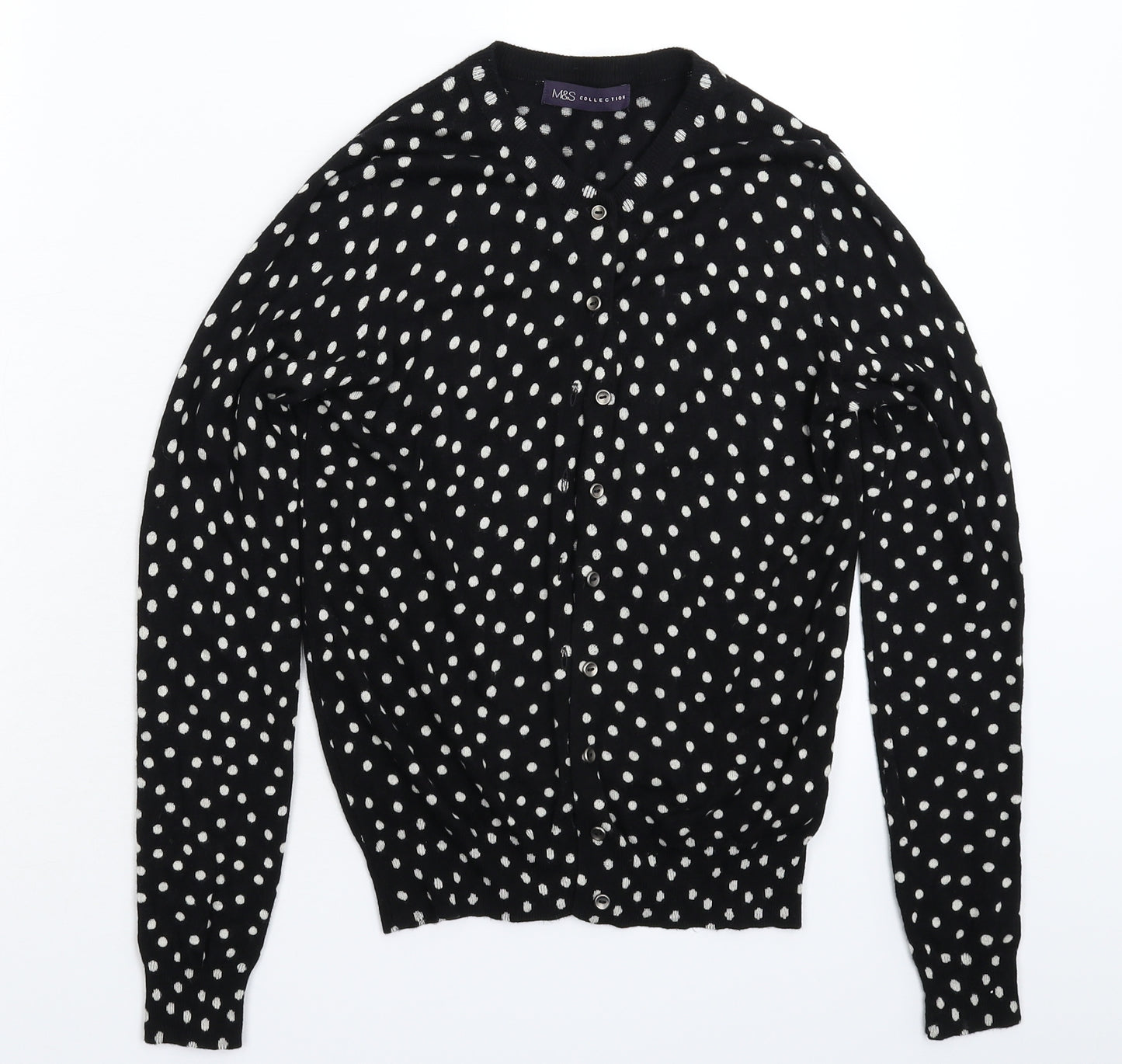 Marks and Spencer Womens Black Polka Dot Knit Cardigan Jumper Size 10