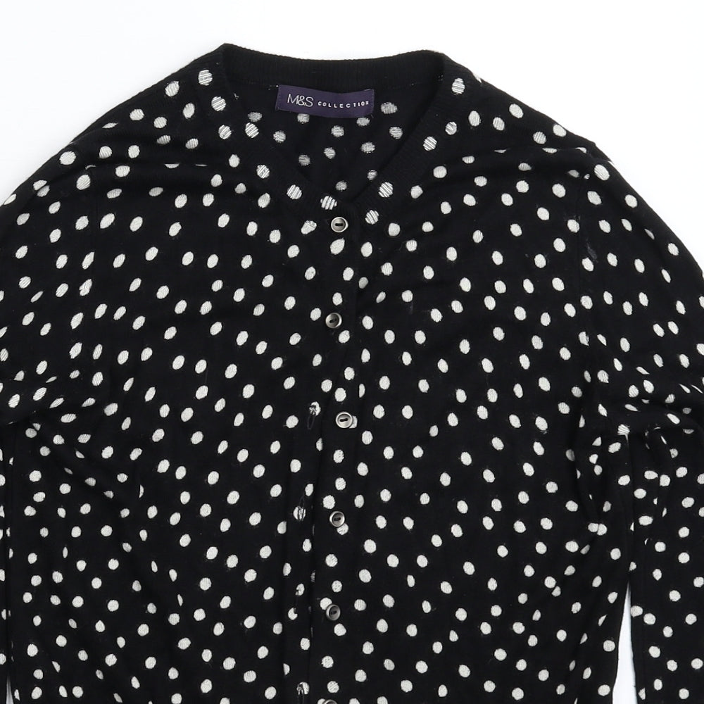 Marks and Spencer Womens Black Polka Dot Knit Cardigan Jumper Size 10
