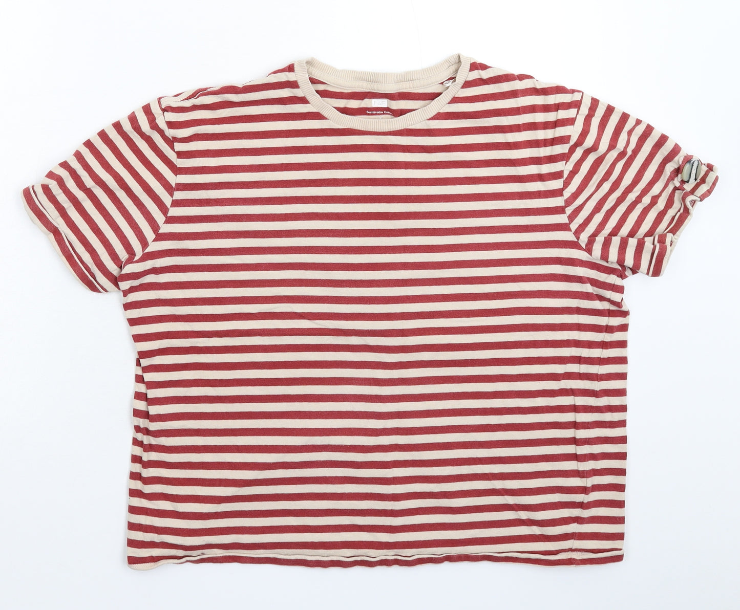 F&F Womens Multicoloured Striped  Basic T-Shirt Size 14