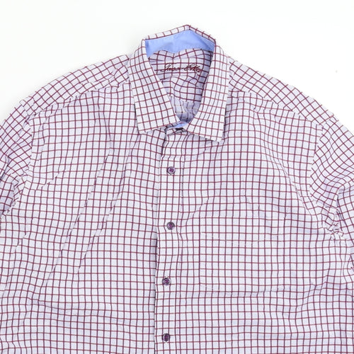 Tasso Ella Mens Purple Check   Dress Shirt Size 15
