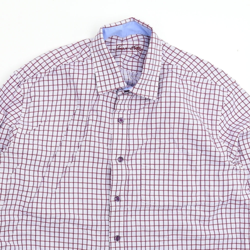 Tasso Ella Mens Purple Check   Dress Shirt Size 15