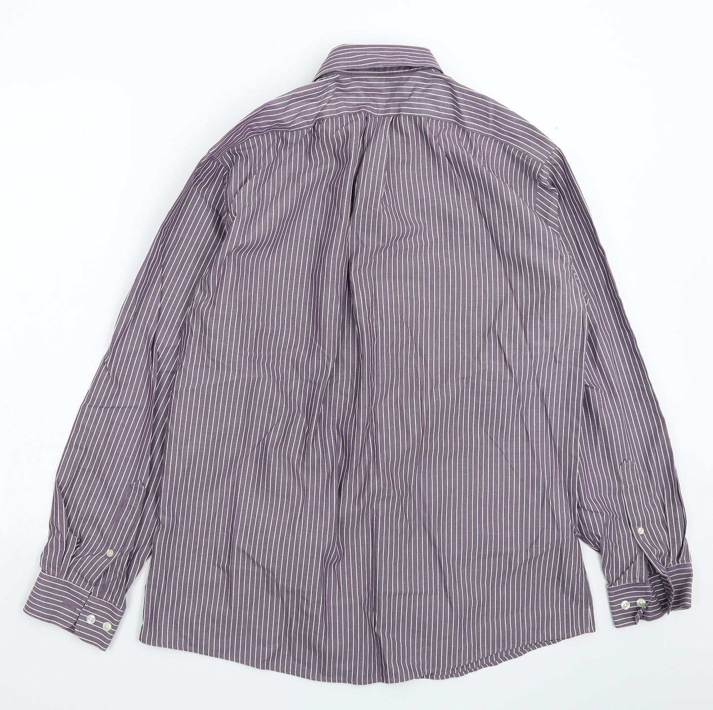 Eddie Bauer Mens Purple Striped   Dress Shirt Size M