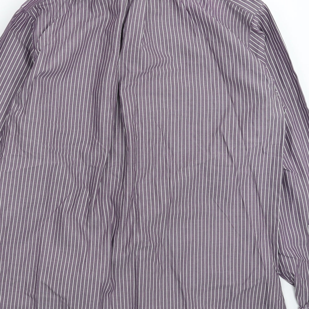 Eddie Bauer Mens Purple Striped   Dress Shirt Size M