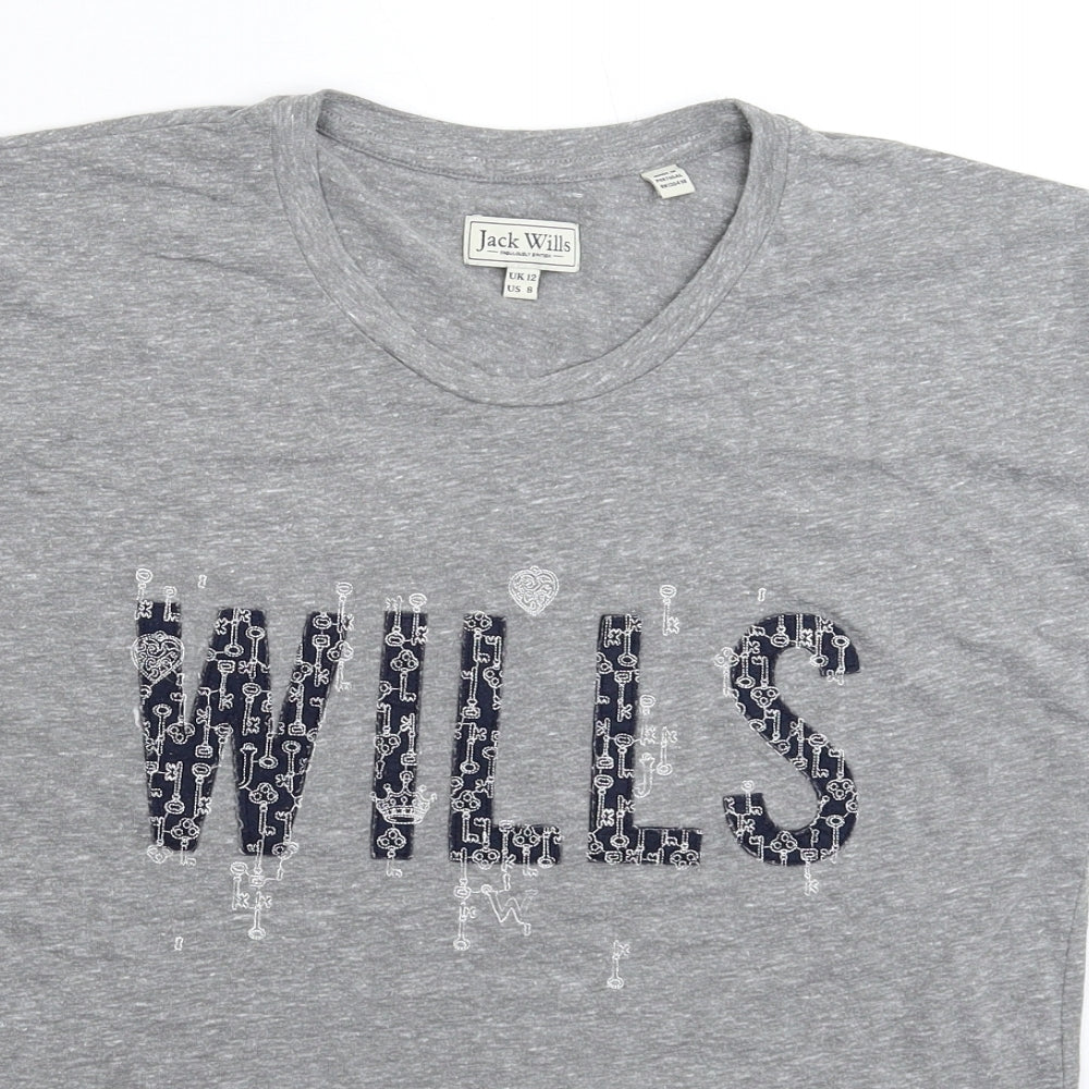 Jack Wills Womens Grey   Basic T-Shirt Size 12