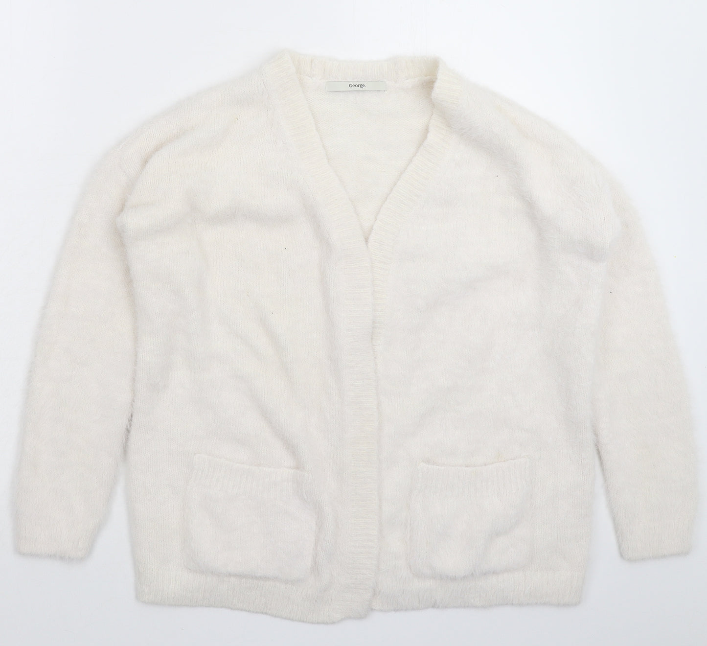 George Womens White  Knit Cardigan Jumper Size 10