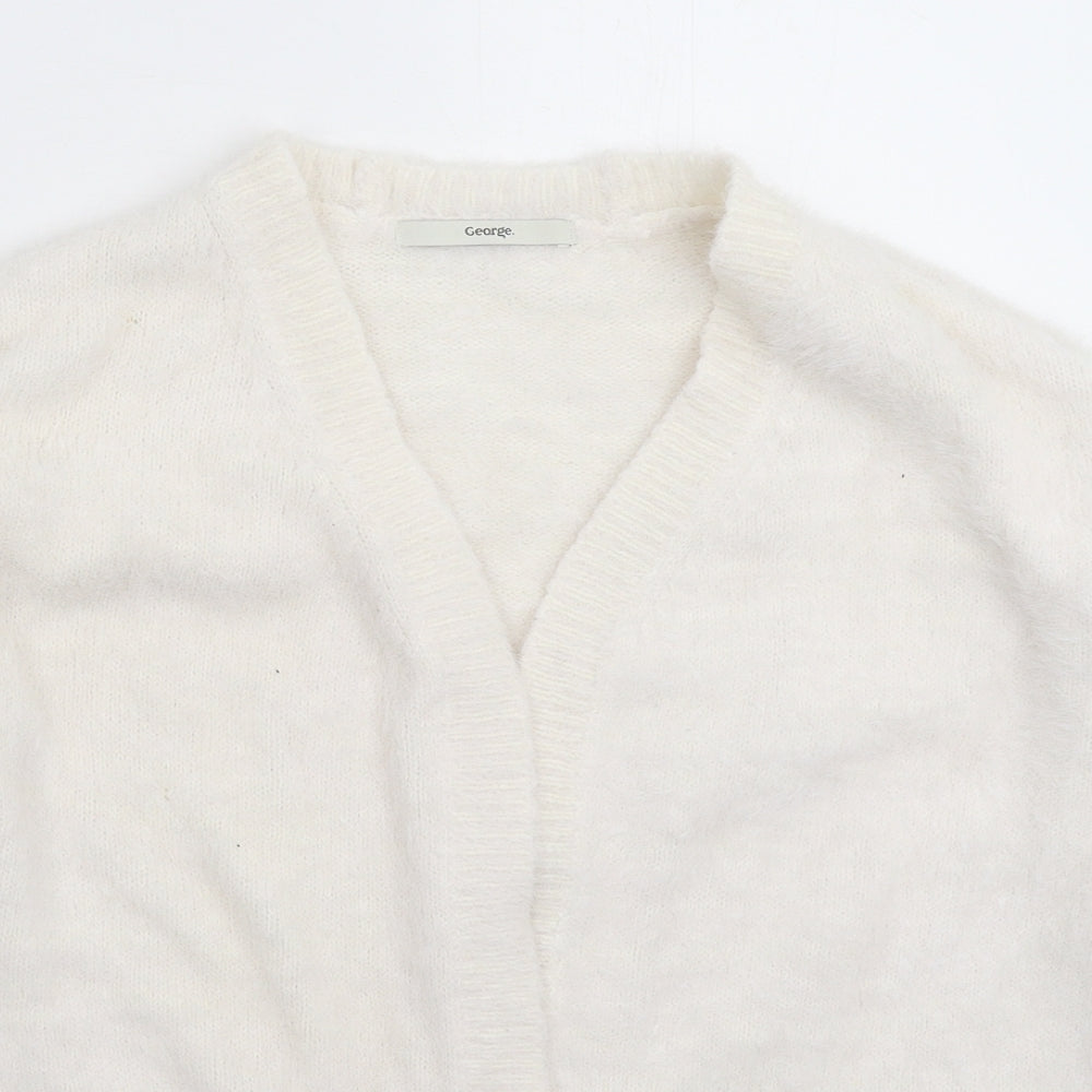 George Womens White  Knit Cardigan Jumper Size 10