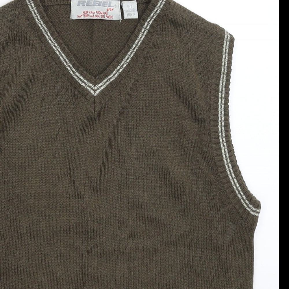 Rebel Boys Grey  Knit Pullover Jumper Size 5-6 Years