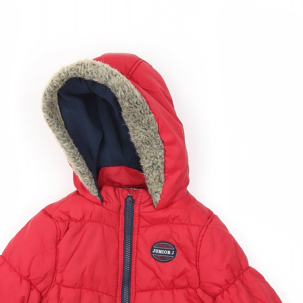 JUNIOR J Boys Red   Basic Coat Coat Size 18-24 Months