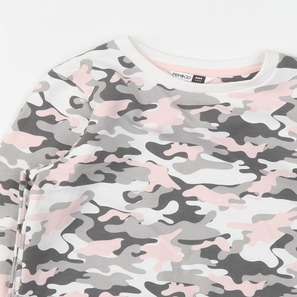 PEP&CO Girls Multicoloured Camouflage  Pullover Jumper Size 8-9 Years