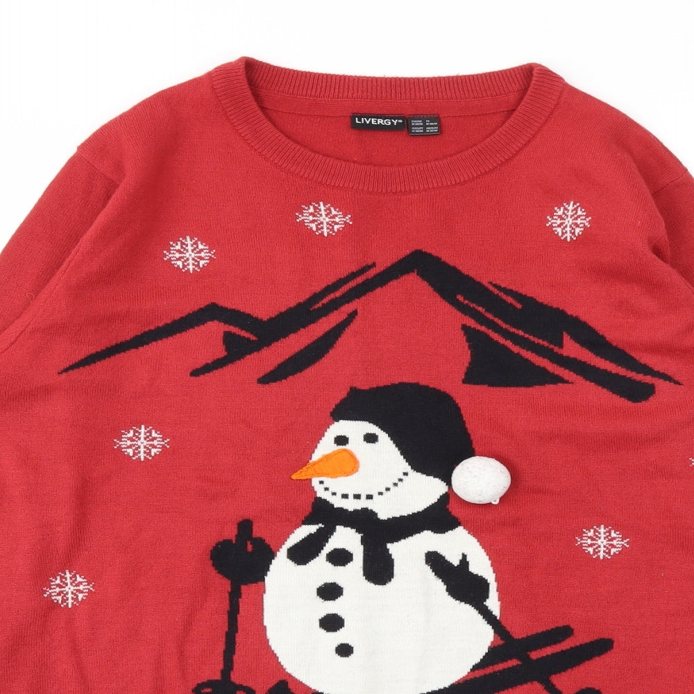 Livergy Womens Red Animal Print  Pullover Jumper Size M