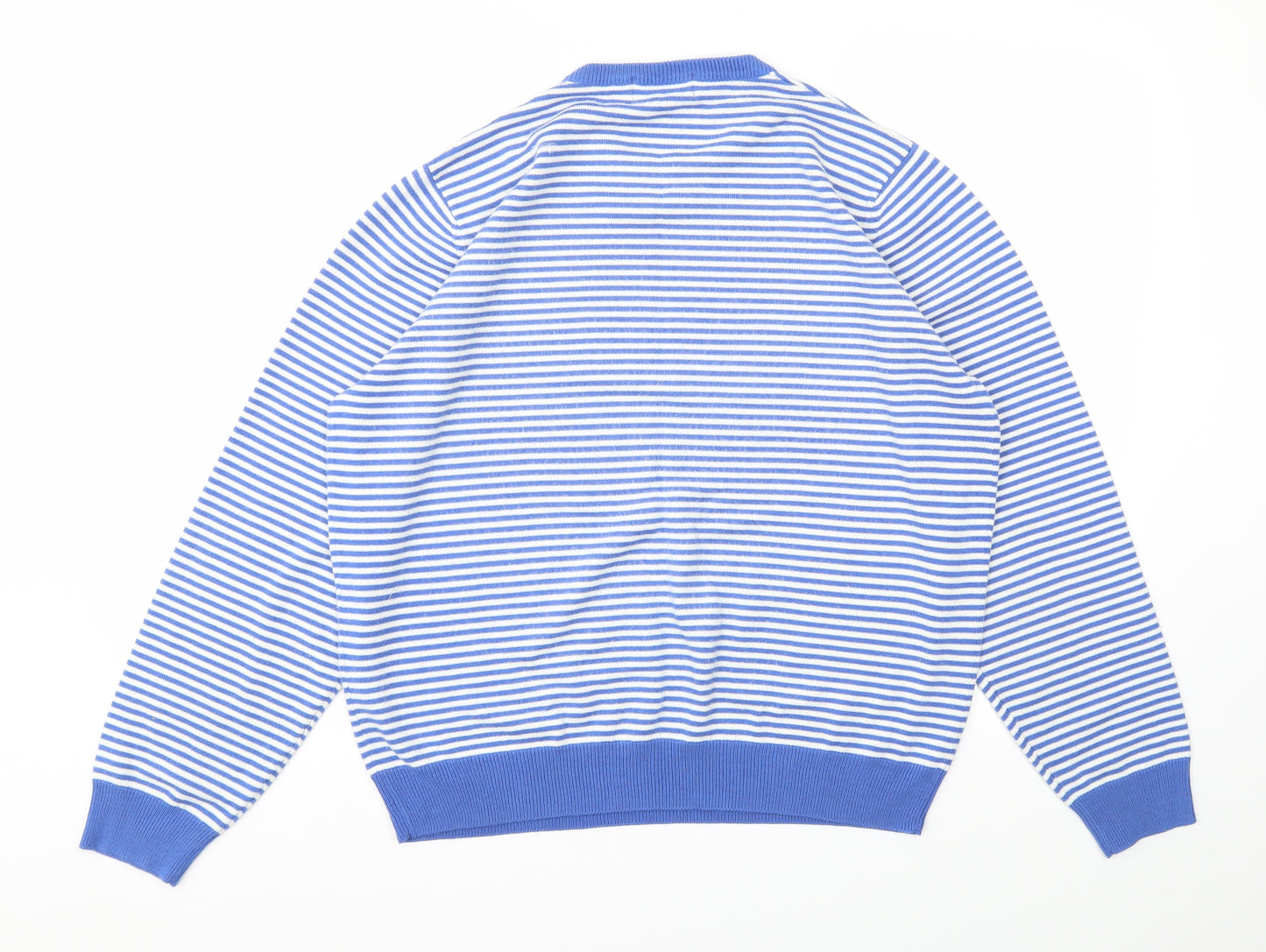 M&S Mens Blue Striped  Pullover Sweatshirt Size L