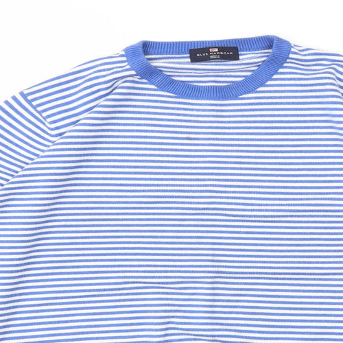 M&S Mens Blue Striped  Pullover Sweatshirt Size L