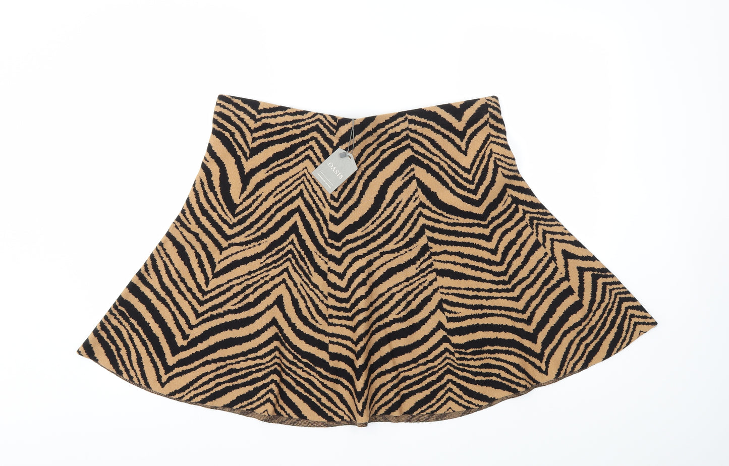 Oasis Womens Brown Animal Print  Flare Skirt Size XL