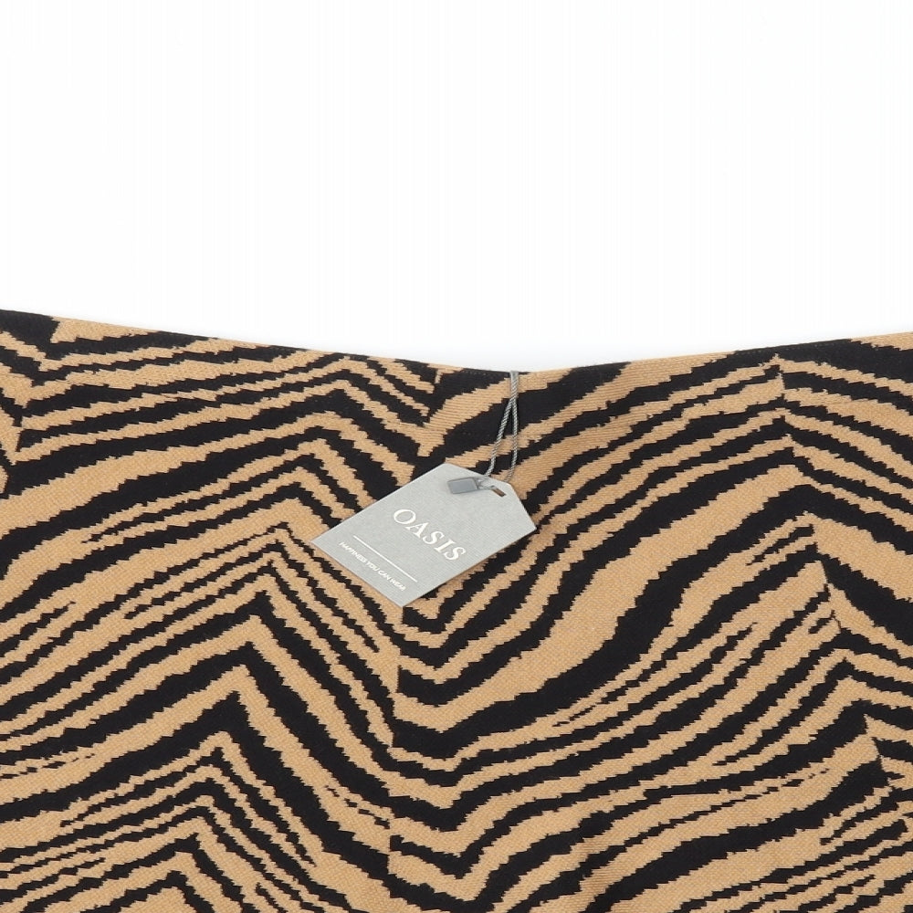 Oasis Womens Brown Animal Print  Flare Skirt Size XL